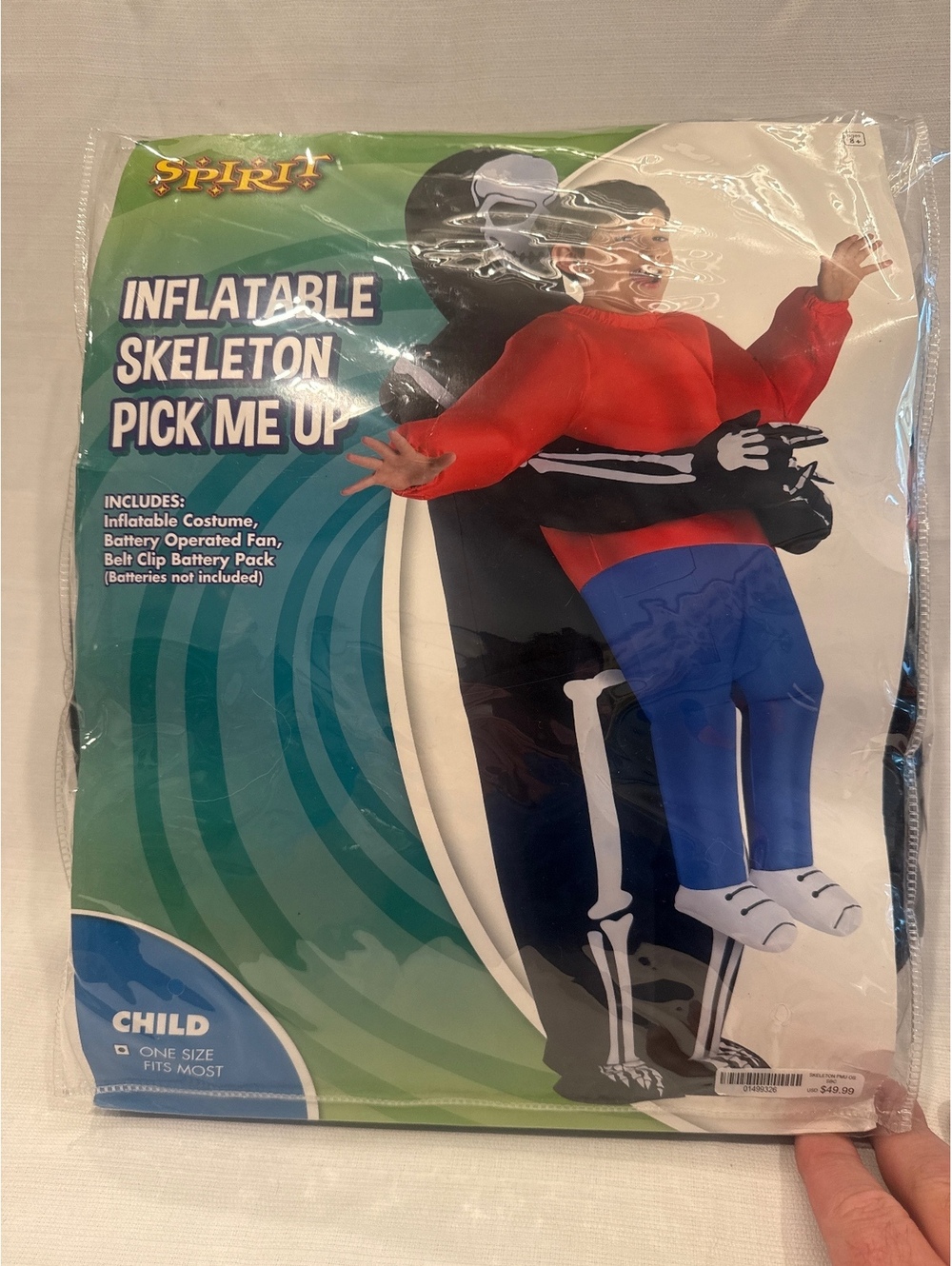 Spirit Inflatable Skeleton Pick Me Up Child Costume One Size